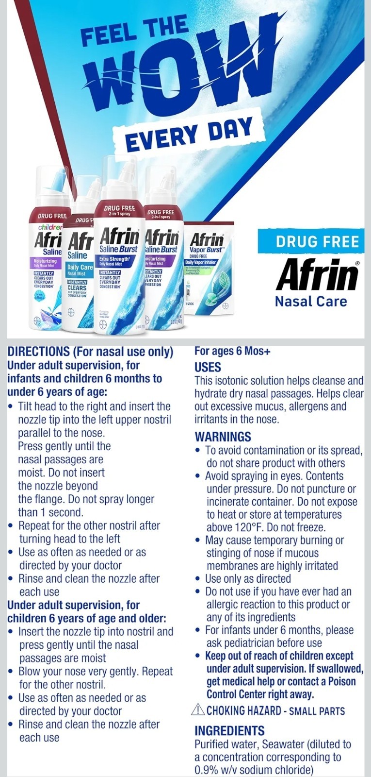 2 packs – Afrin Children’s Saline Nasal Mist, Drug-Free, 5 fl oz