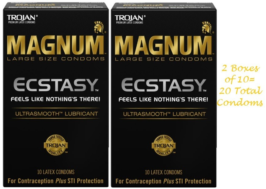 Trojan Magnum Large Ultrasmooth Lubricant Ecstasy Latex Condoms 2*10 ct=20 Total