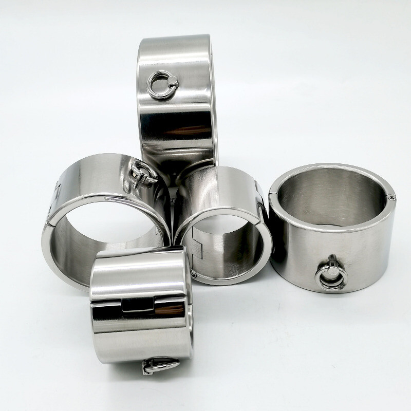 Stainless Steel 6cm High Handcuffs Ankle Shackles Neck Collar Round/oval Shape