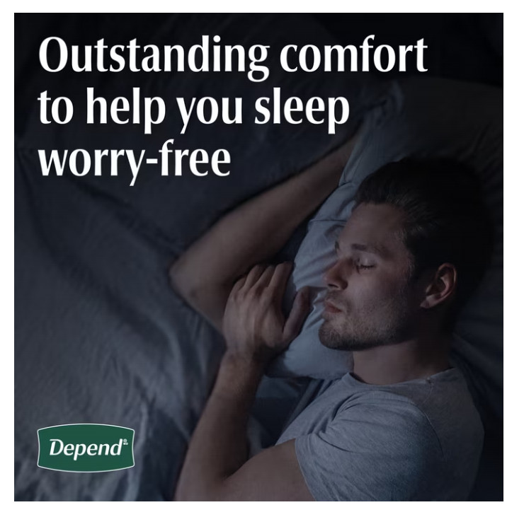 Depend Night Defense Incontinence Underwear for Men, Adult Diapers, L, 56 Count