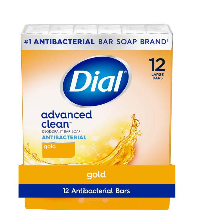 Gold Antibacterial Deodorant Bar Soap Advanced Clean 12 Pack 4oz Bars