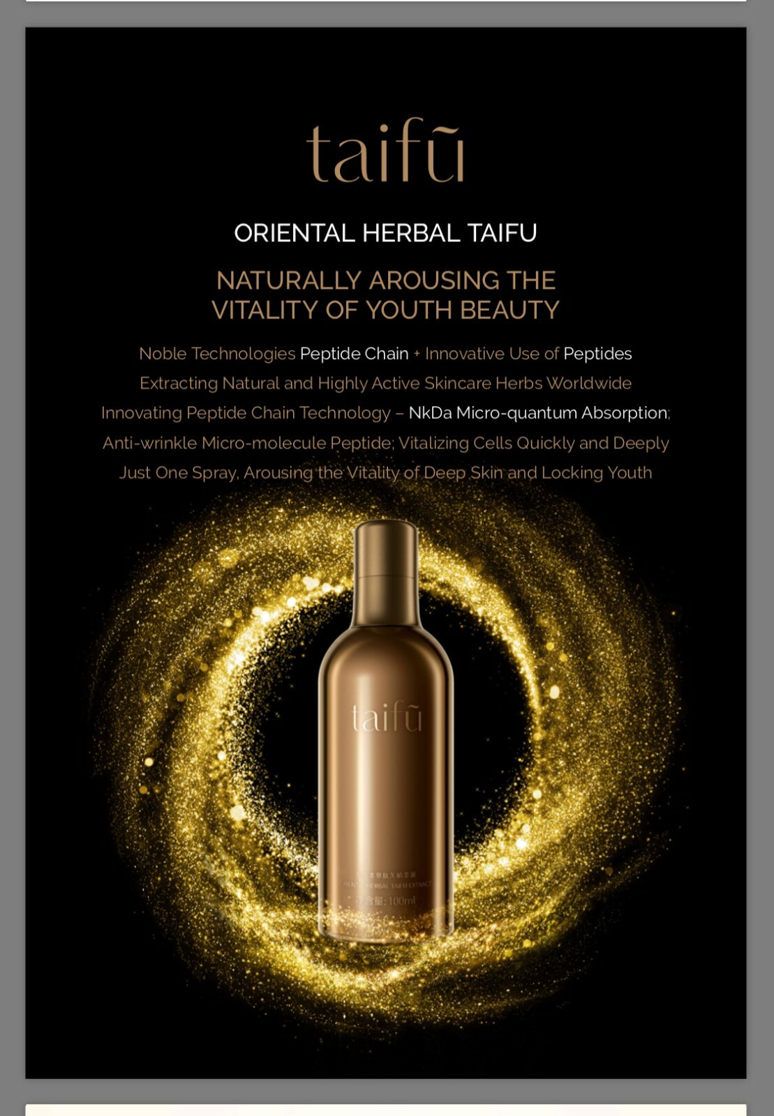 Taifu Skincare Spray Beauty Toner Herbal Skin Rejuvenating Serum