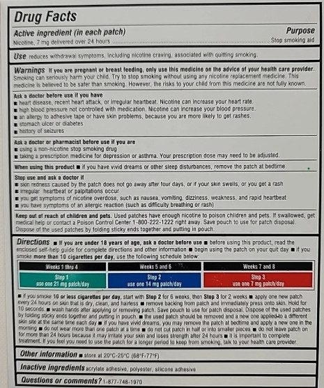 Rugby Clear Nicotine Transdermal System Patch Step 3 7mg Exp: 05/2027