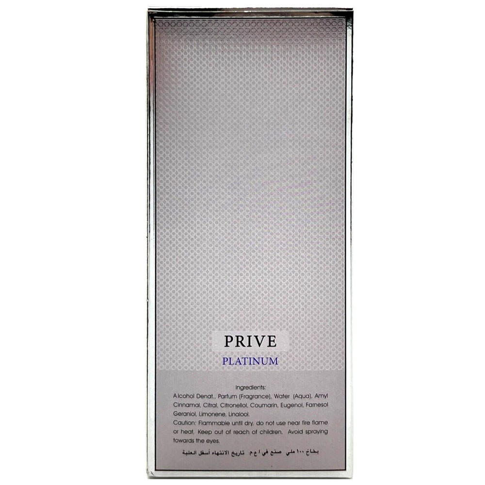 Prive Platinum Men by Riiffs Eau de Parfum – 3.4 oz – Fresh Metallic, & Woody