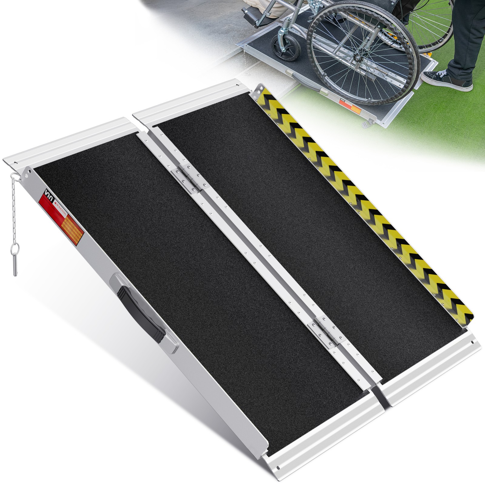 2/3/4/5/6/7/8/10/12FT Home Wheelchair Ramp Non-Skid Folding Aluminum Ramps Steps