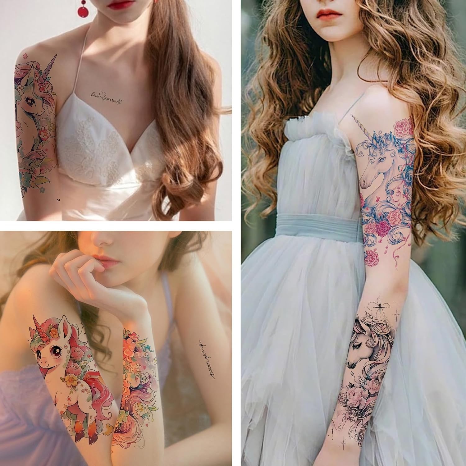 68 Sheet Unicorn Temporary Tattoos for Women Girls Waterproof Arm Sleeve Tattoo