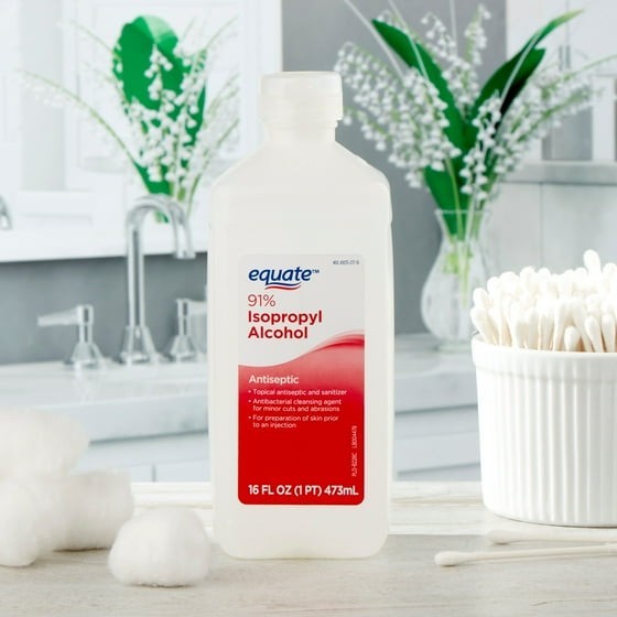 Equate 91% Isopropyl Alcohol Liquid Antiseptic, 16 fl oz (4 Pack )
