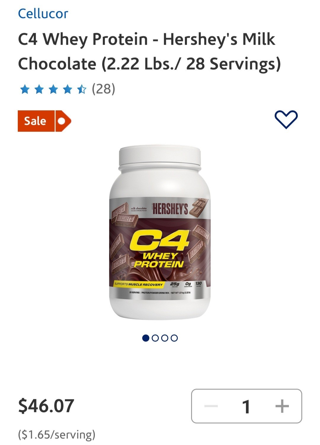 C4 Whey Protein Powder, Hershey’s Milk Chocolate, 2.22 lb, 28 Serv, 10/2027✨️