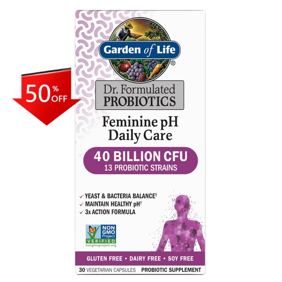 Garden of Life Feminine pH Probiotic Capsules – 30ct