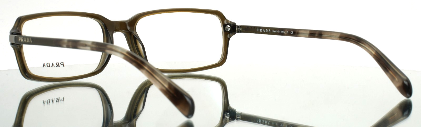 PRADA VPR04N-A 0AQ-1O1 Olive Mens Rectangle Full Rim Eyeglasses 55-17-140 B:32
