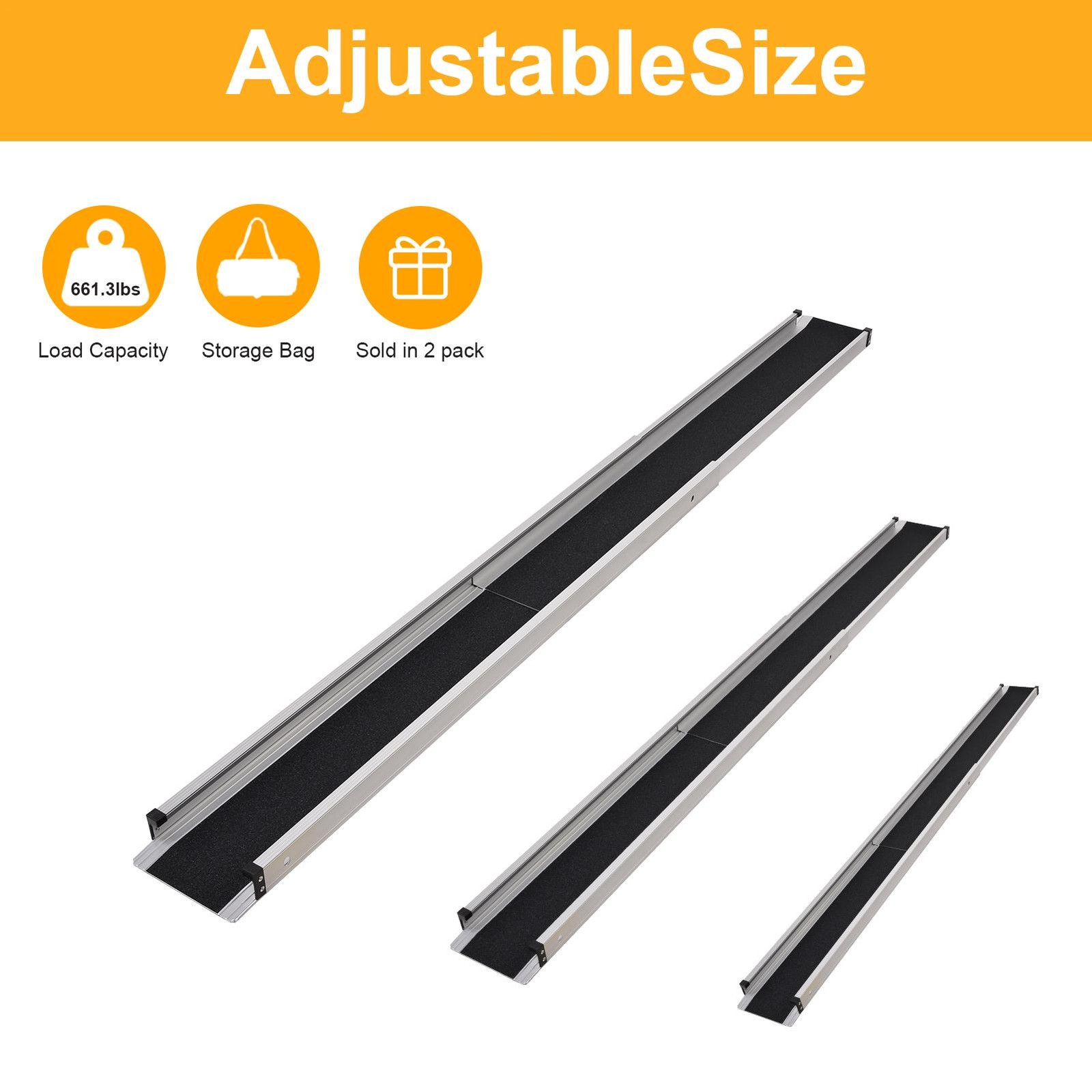 4-8 ft Folding Aluminum Wheelchair Ramp Portable Mobility Scooter Non-Slip