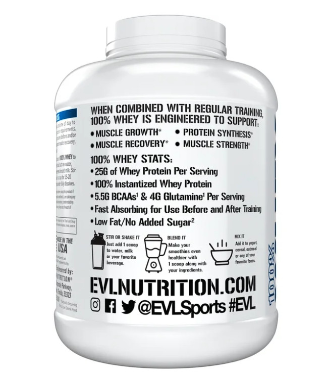 EVL 100% Whey Protein Vanilla 5LB 25g Protein Gluten Free