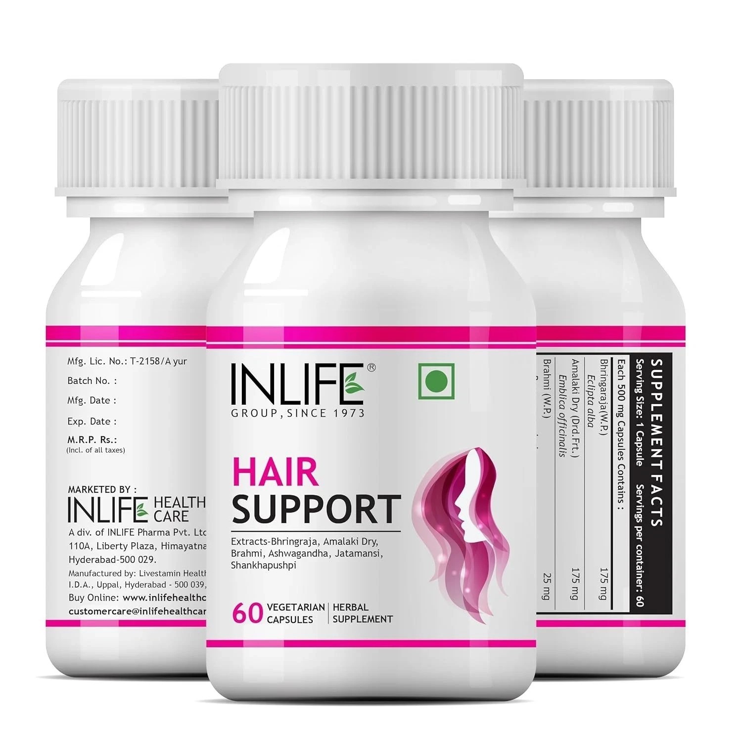 INLINIFE Biotin Supplement for Hair | Sesbania, Bamboo Shoot – 60 Vegetarian Cap