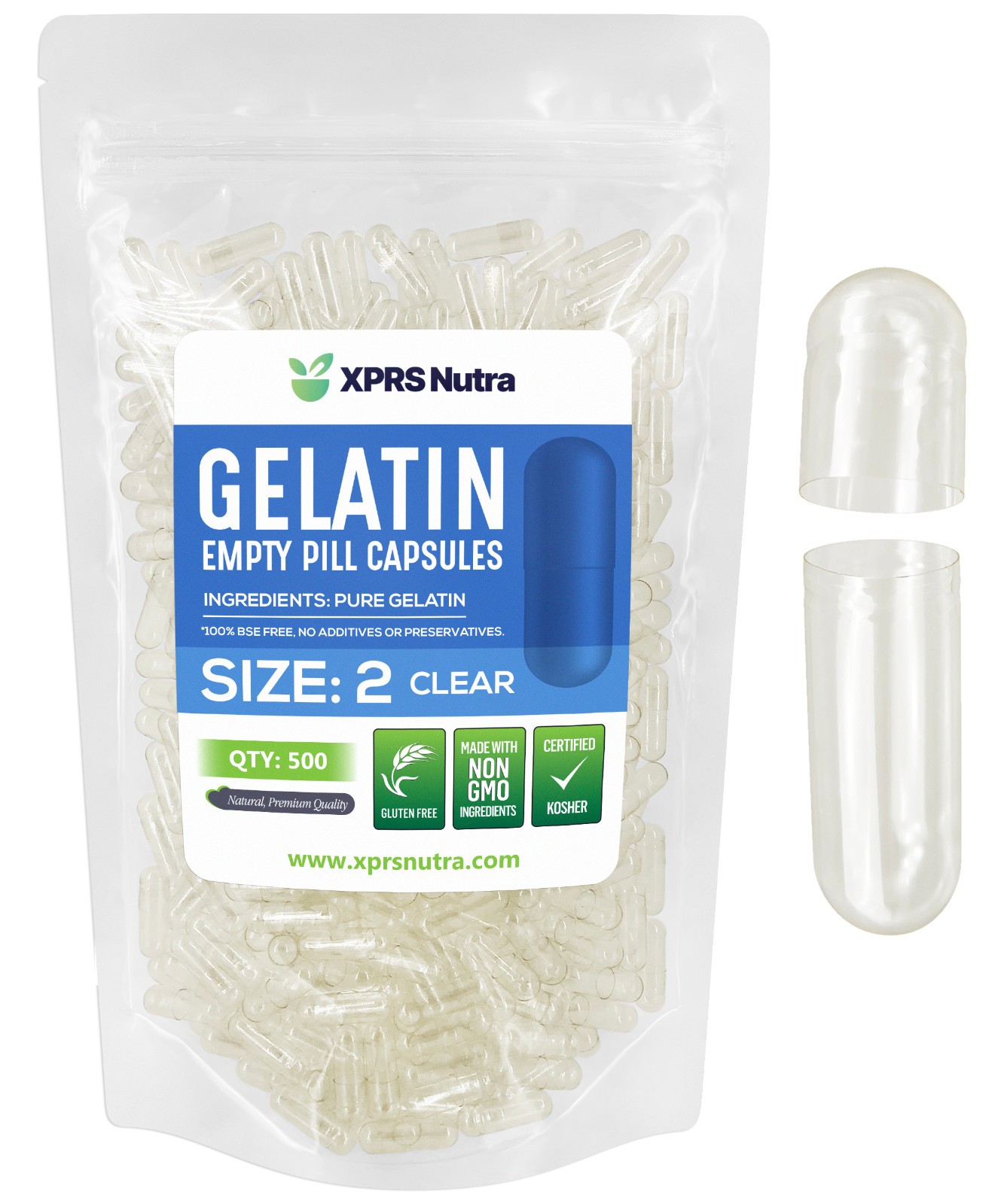 Size 2 Clear Empty Vegan Capsules Kosher Pill Vegetable Veggie Veg Caps
