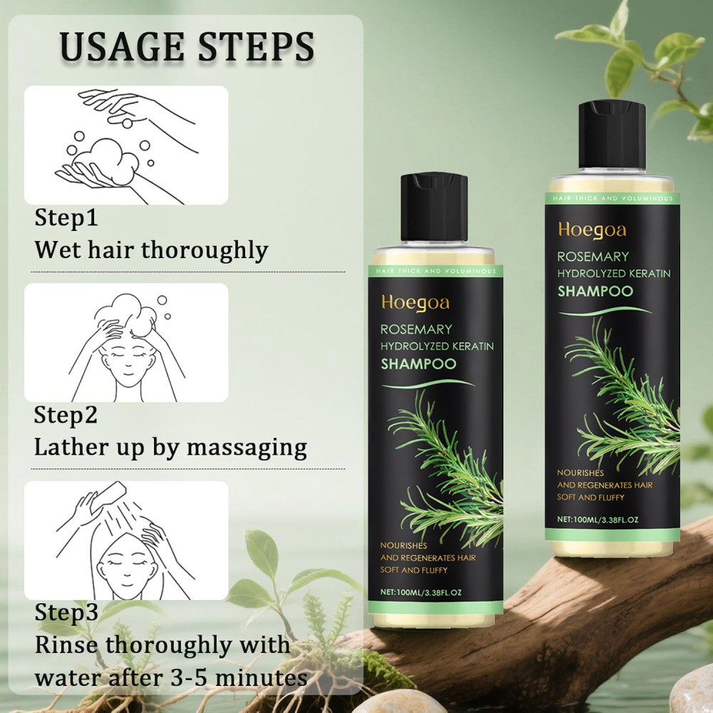 3 Pack Rosemary Hair Growth Shampoo Hydrolyzed Keratin Shampoo for Thinning Hair