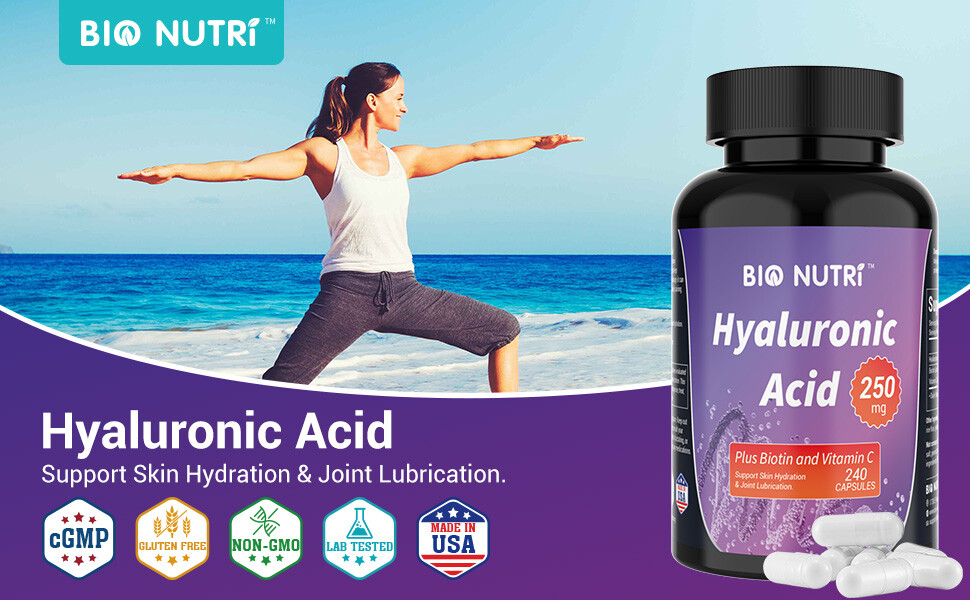 BIO NUTRI Hyaluronic Acid Supplements Emollient Moisturizing Anti-aging Biotin
