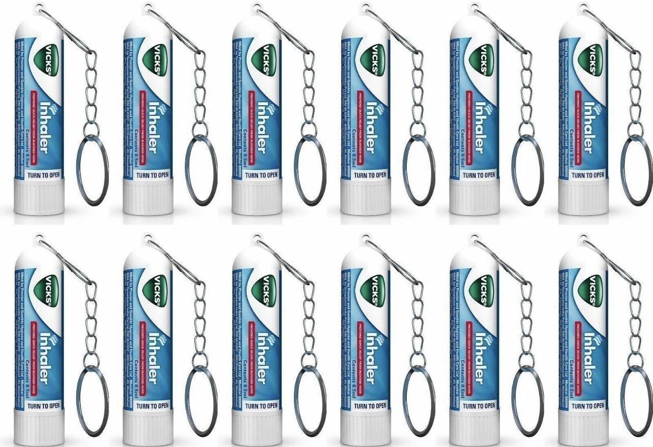 12x Vicks Inhaler for Nasal Congestion Cold Blocked Nose Sinus Fast Relief