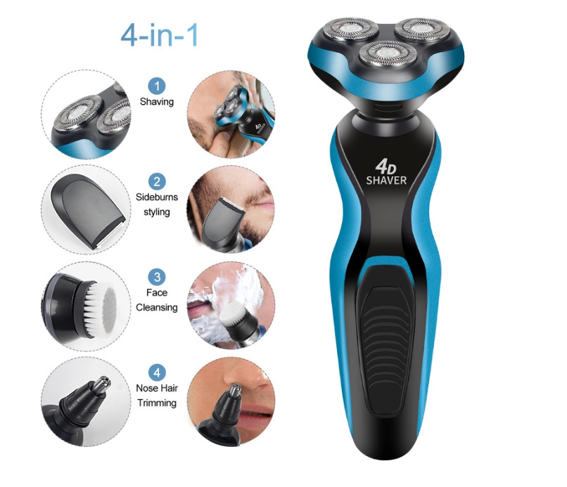 4-in-1 Electric Shaver Razor Waterproof Cordless Rechargeable Head Beard Trimmer