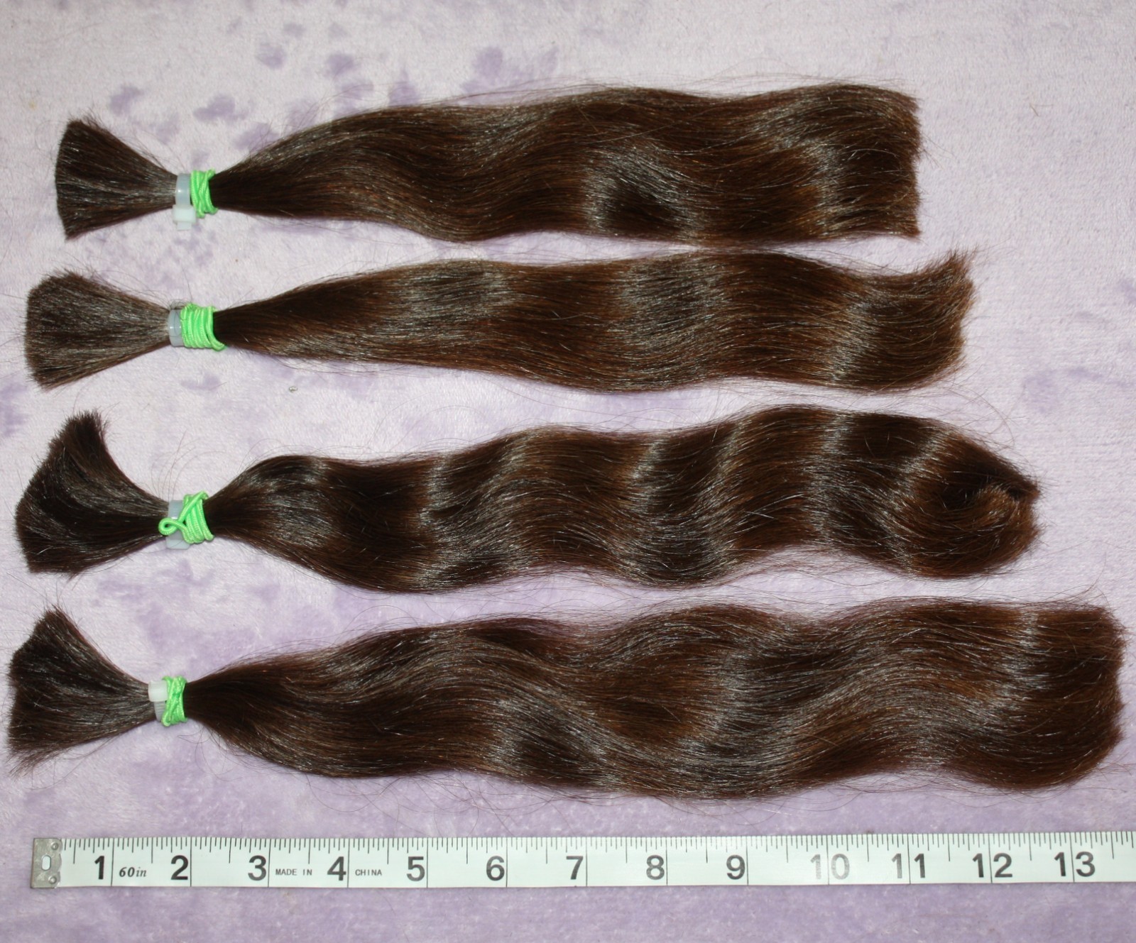 HAIR REBORN WIG 13 IN 3.9oz FINE & SILKY DARK GOLDEN BRUNETTE PONYTAILS F90