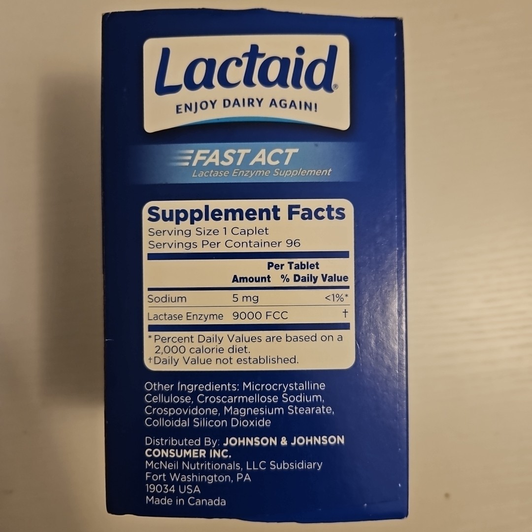 Lactaid Fast Act 1 Bottle 96 Count Lactose Intolerance Relief Exp 2027+