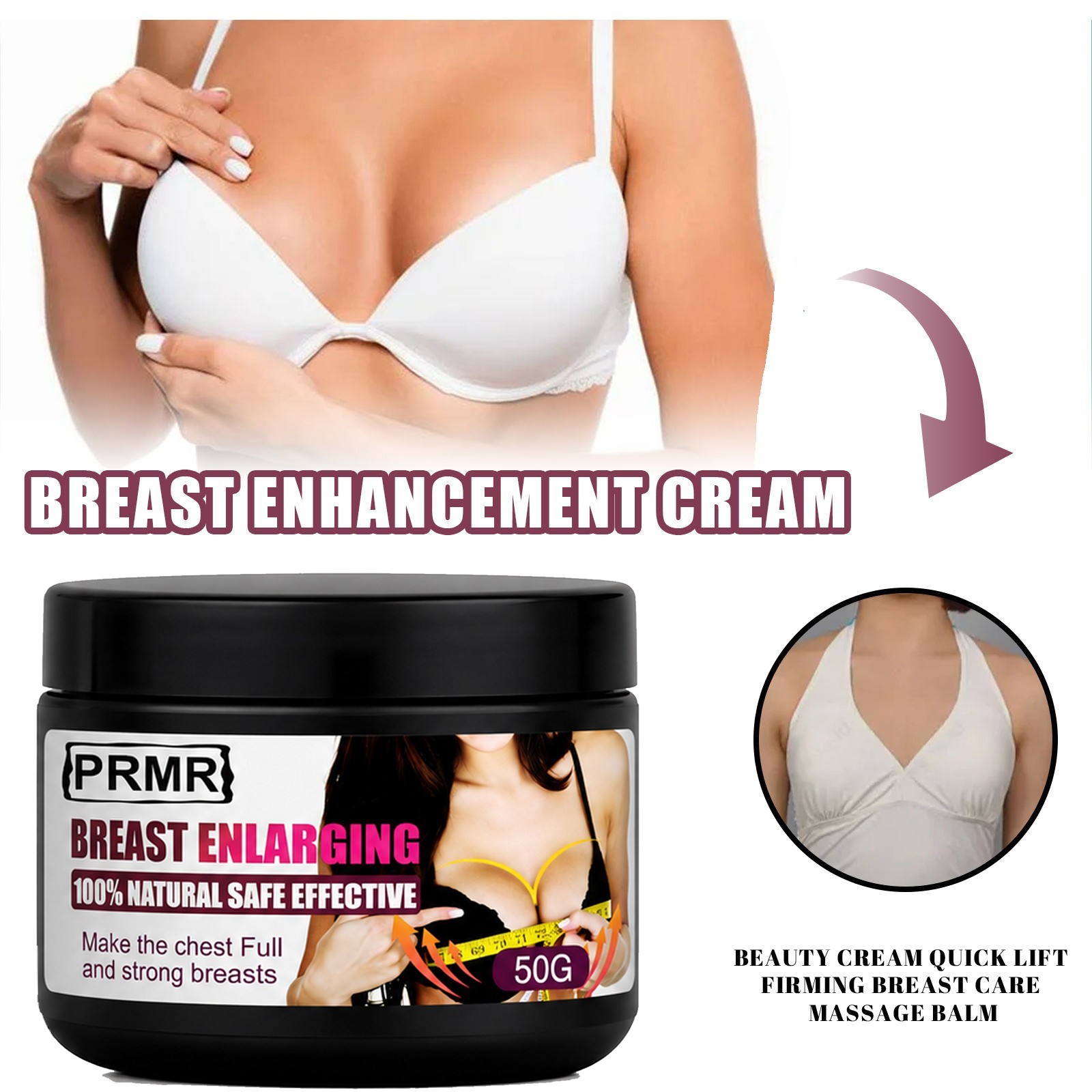 PRMR Breast Enlarging Cream Natural Enhancement Support Growth & Lifting – 1.7oz