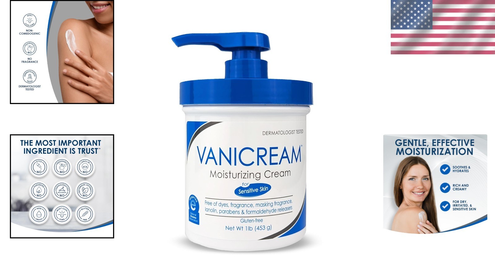 Vanicream Moisturizing Cream for Sensitive Skin – 16 Fl Oz with Pump Dispenser