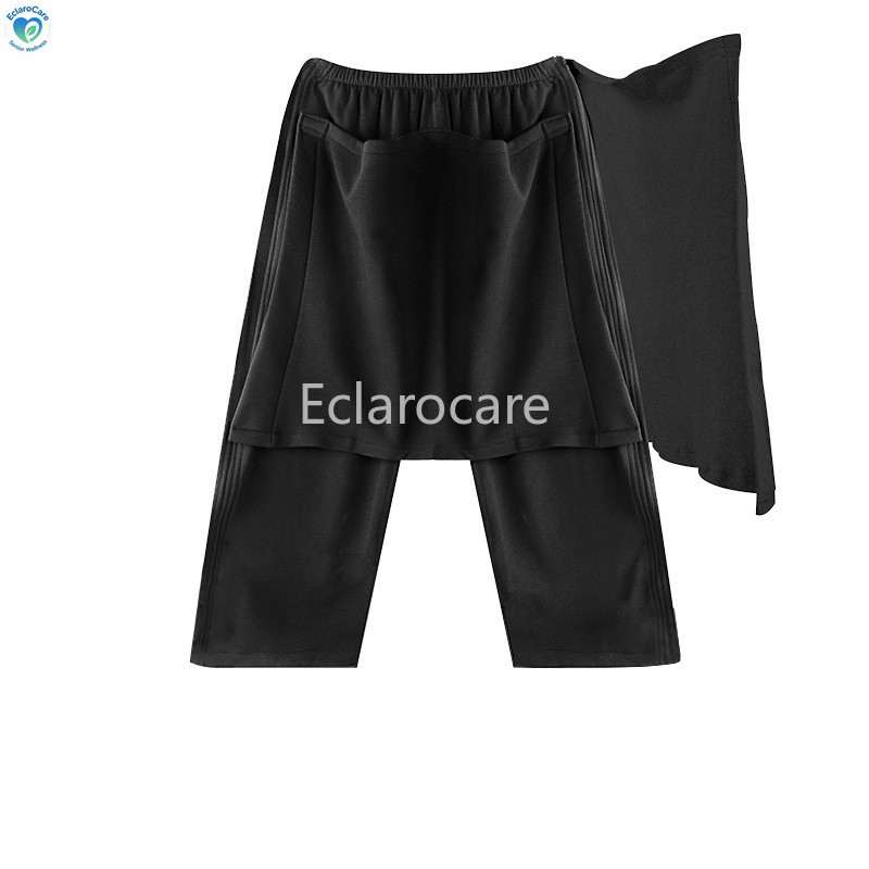 Cotton Three-quarter-length pants Adult Open-Crotch Pants Bedridden Incontinence