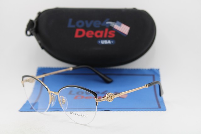 NEW BVLGARI BV 2217-B 2033 BLACK GUNMETAL GOLD AUTHENTIC EYEGLASSES 54-16