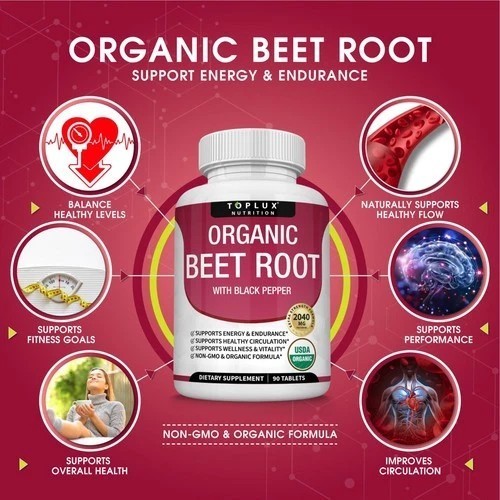 Organic Beet Root with Black Pepper – 2025mg for Circulation & Energy