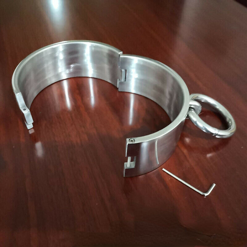 Heavy Stainless Steel 6cm Height Large Ring Male Female Neck Restraint Collar