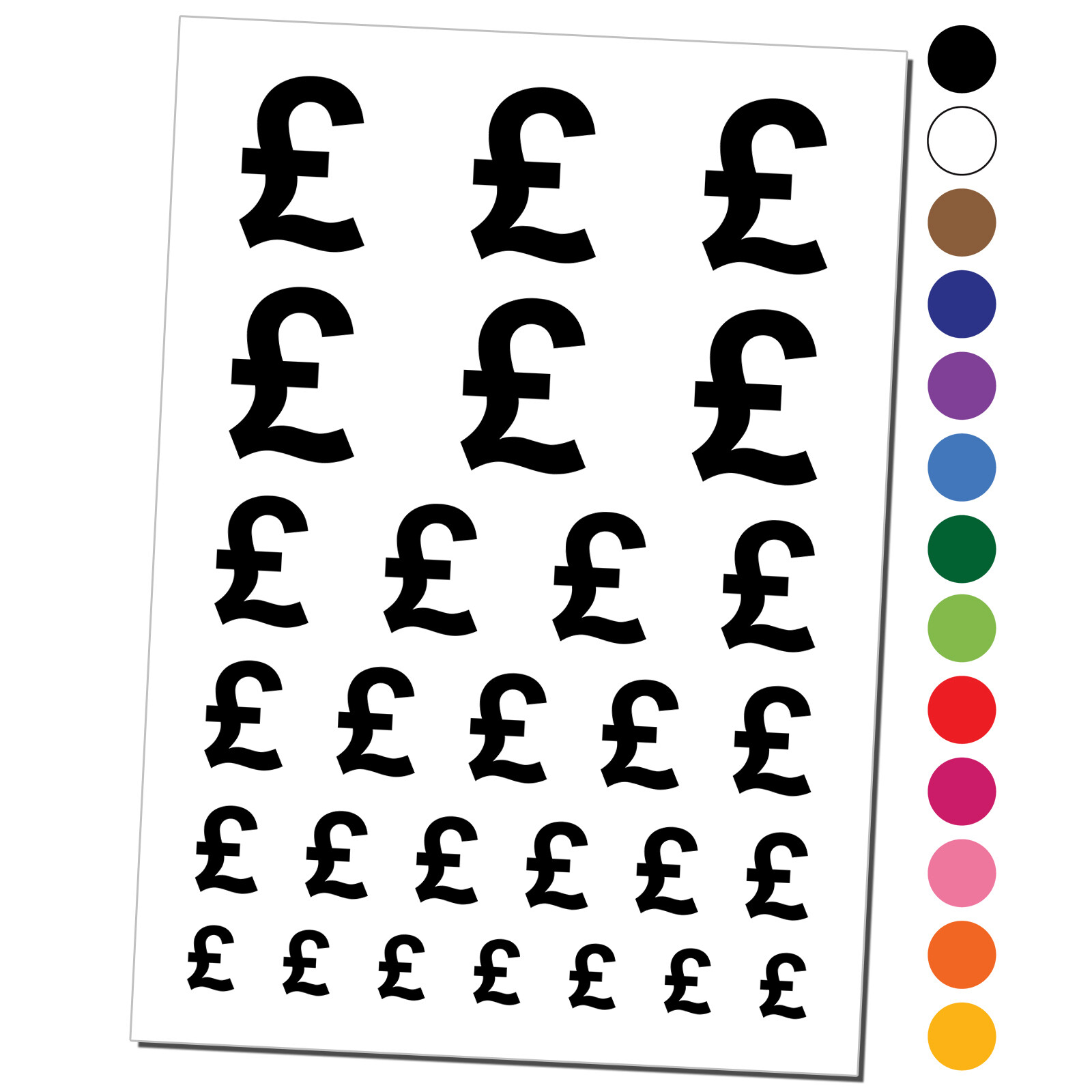 Pound Sterling Symbol United Kingdom Temporary Tattoo Water Resistant Set