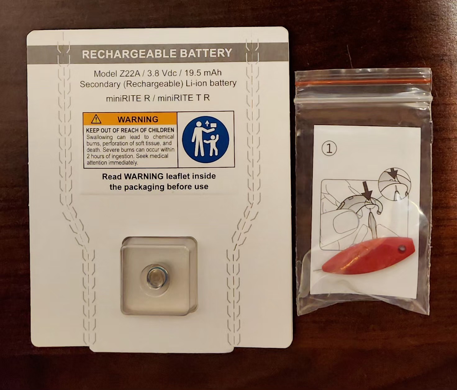 Brand New Oticon H/A rechargeable battery Z22A, One Battery Door Opener / USA