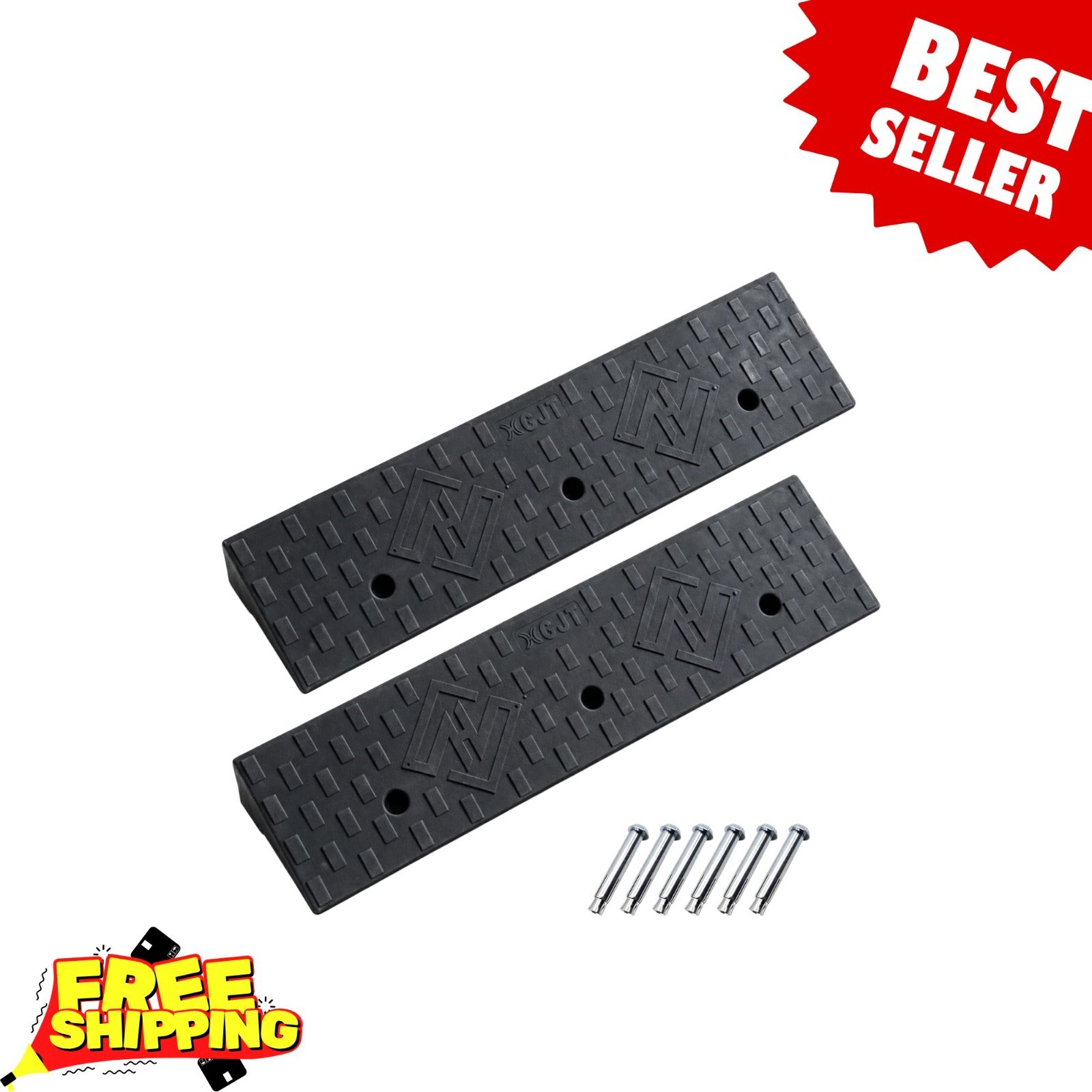 NEW 2 Pack Rubber Curb Ramp 1.6in Rise Heavy Duty Capacity Threshold Ramp