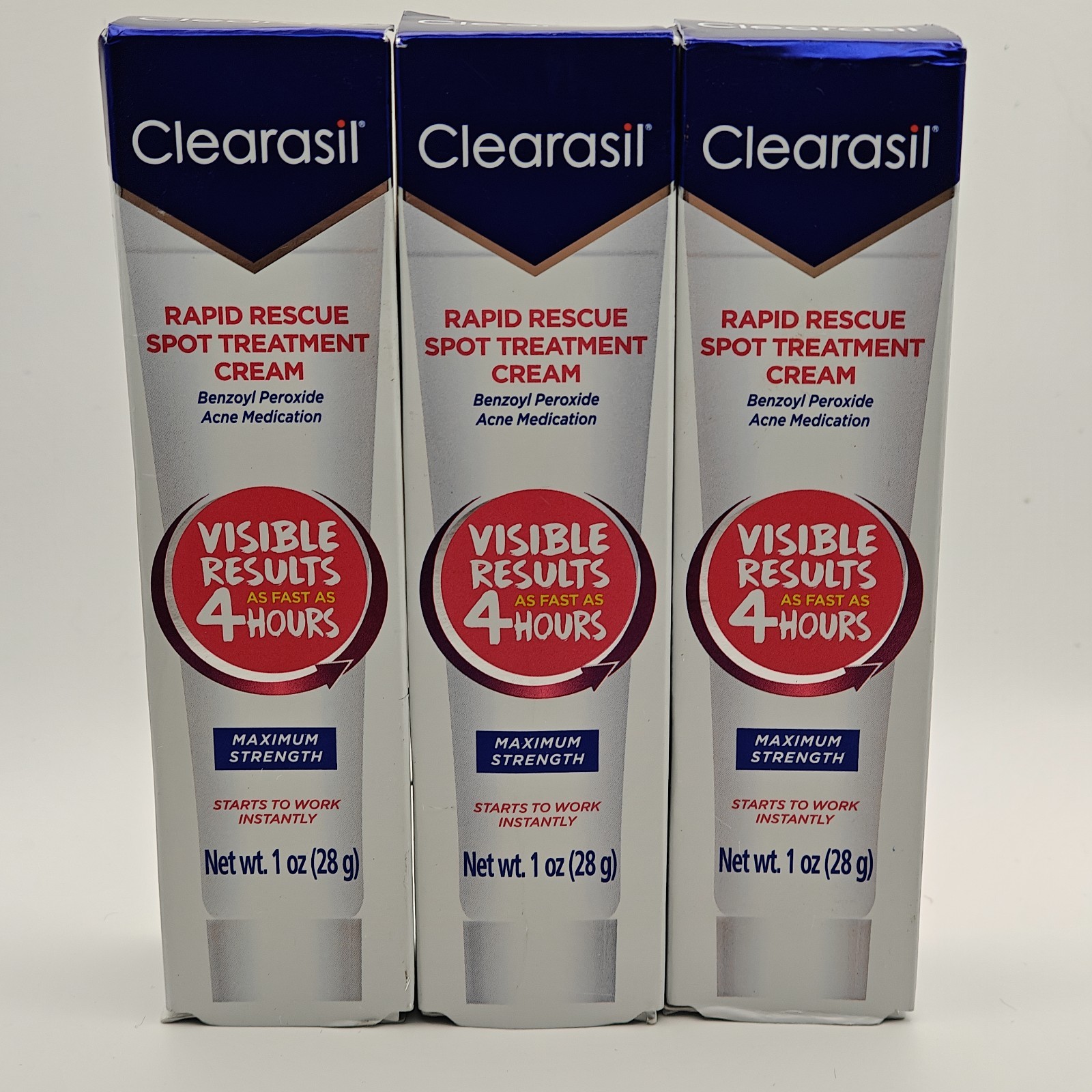 3 Pack Clearasil Rapid Rescue Spot Treatment Cream 1 oz Acne Exp 7/26 New