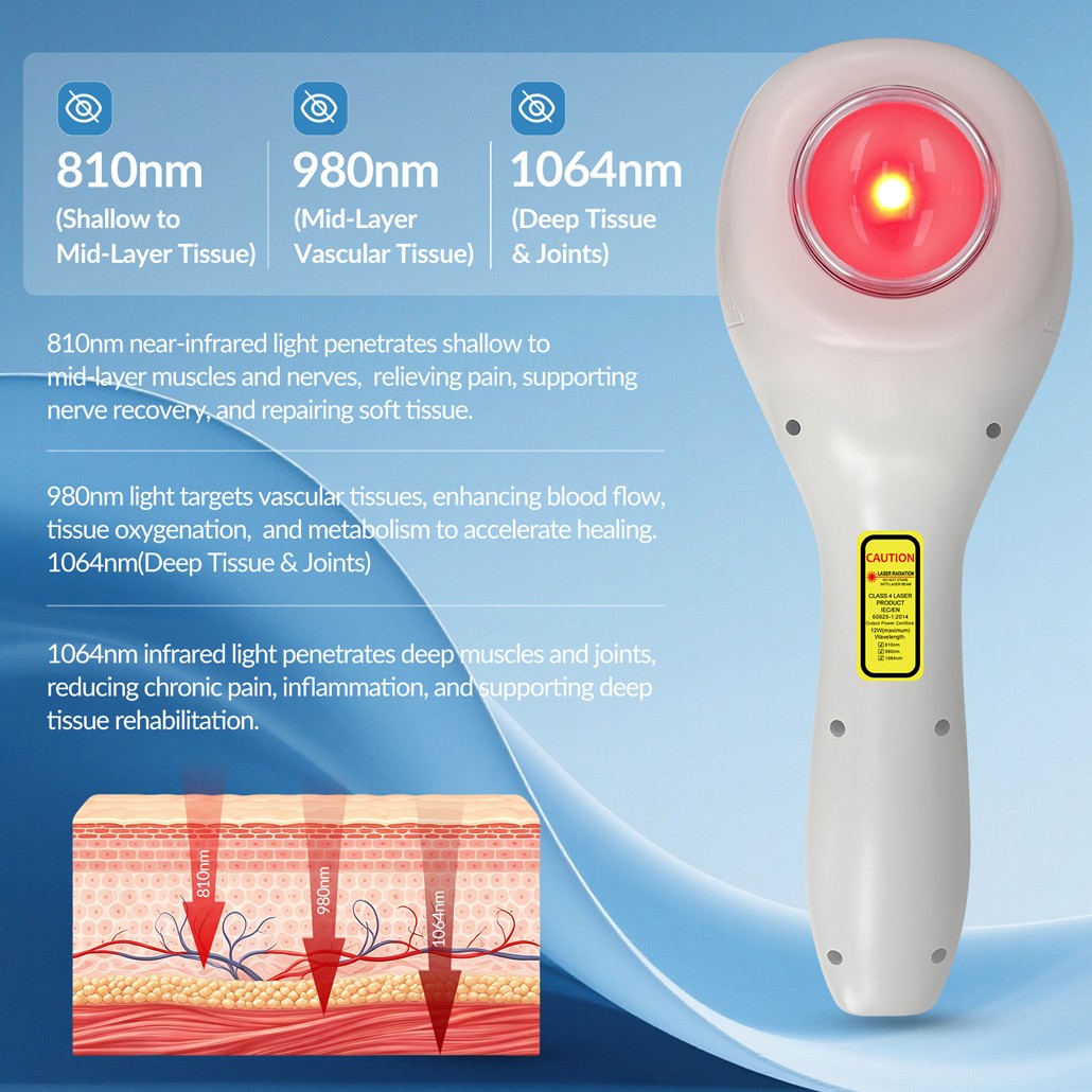 12W Low Lovel Cold Laser Therapy Device NIR Red Light Treatment for Pain Relief