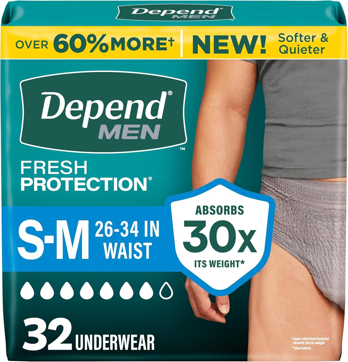 Depend Fresh Protection Adult Diapers, Incontinence Underwear for Men, Disposabl