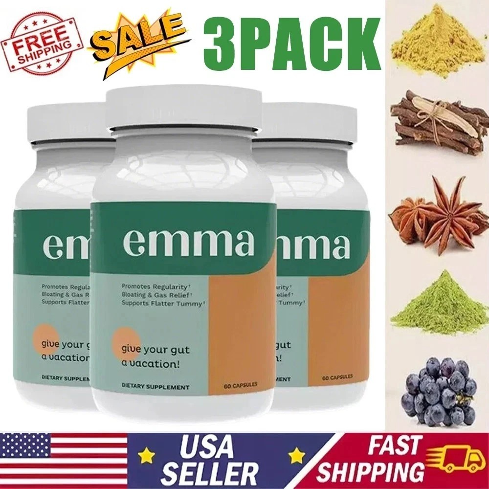 3 Pack Emma Gut Health Supplement 180 Capsules for Bloating Relief & Leaky Gut++