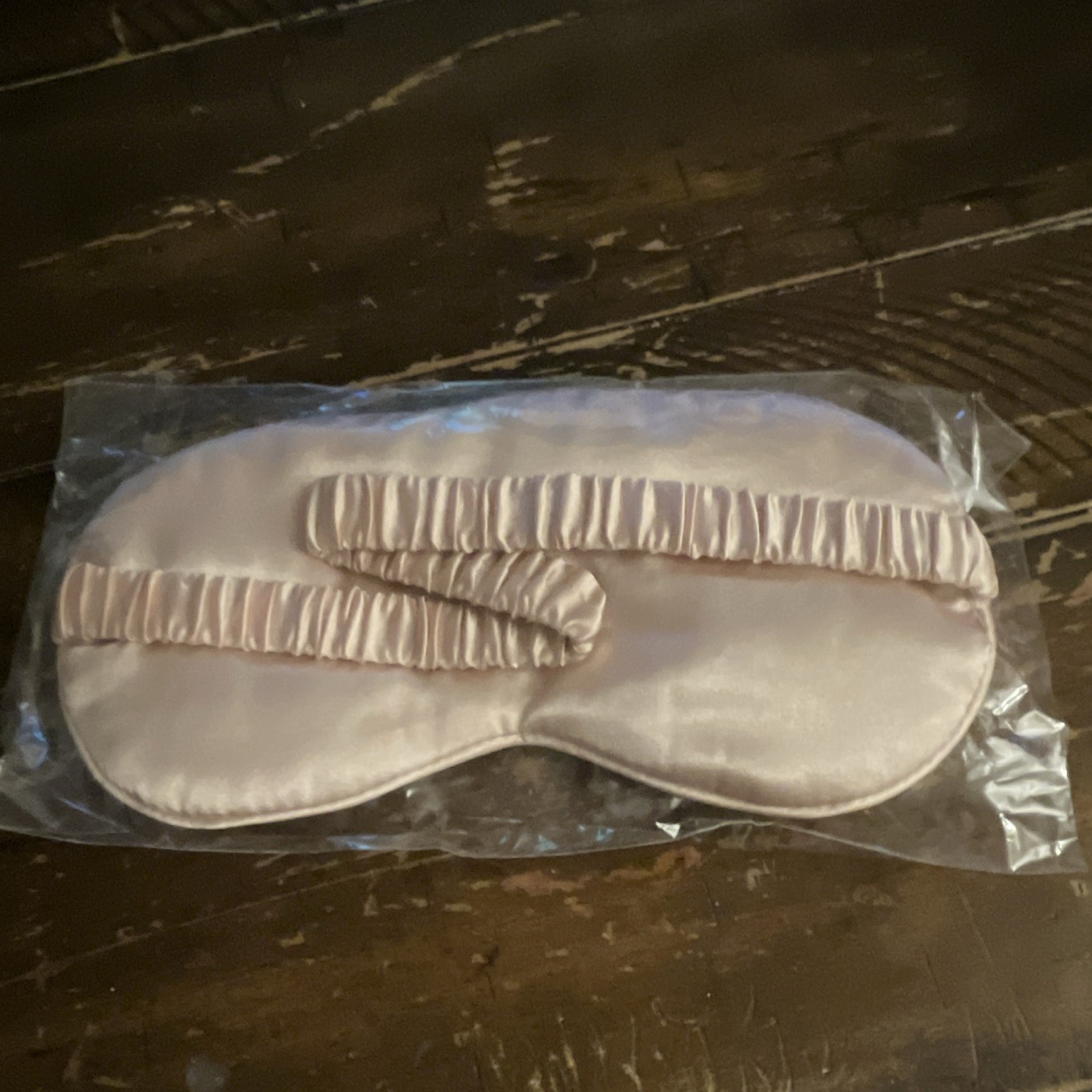 Beige Satin Sleep Eye Mask with Elastic Strap, Single Sleep Mask