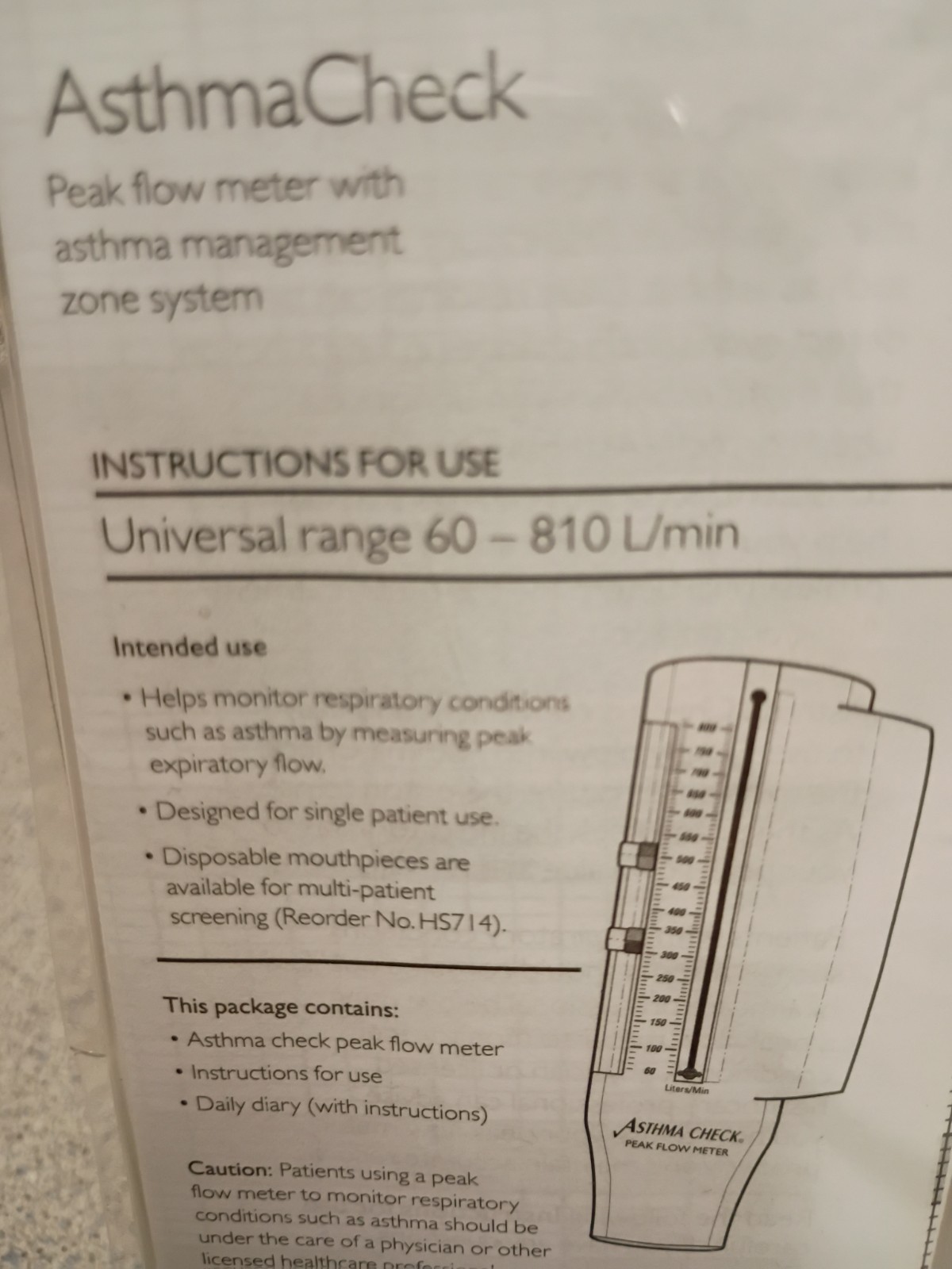 PHILIPS Respironics PersonalBest Peak Flow Meter Full Range 60-810 L/min Open