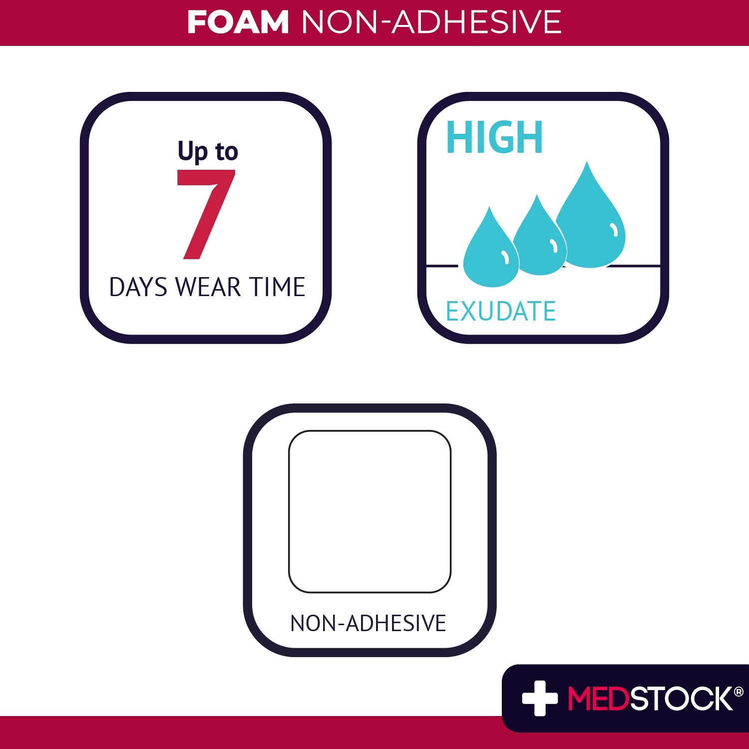 MEDSTOCK Foam Non-Adhesive Dressing – 2″ x 2″ (Box of 10)