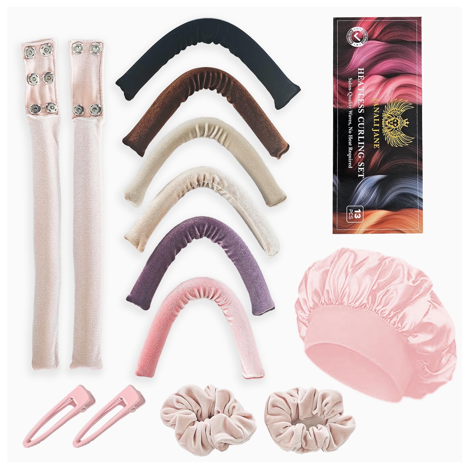 13-in-1 Heatless Curls Overnight,8 PCS Overnight Blowout Extra Long