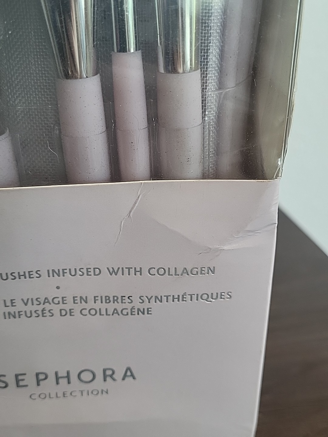 SEPHORA COLLECTION Skin Perfecting 5 Pc Brushes w/Collagen Damaged Stained Box