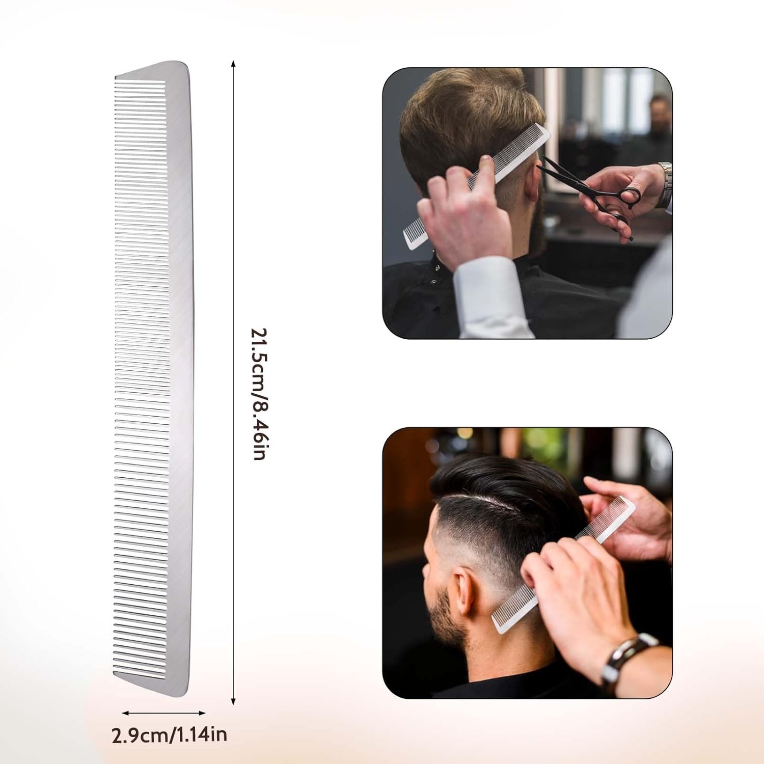 Metal Comb Stainless Steel Fine Tooth Hair Combs Anti Static 8.31 x 1.1 Inch