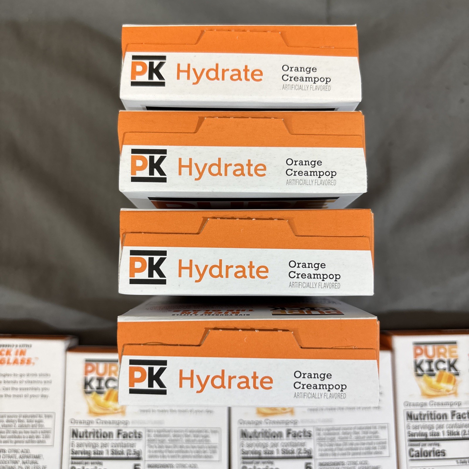 8 PACK ~ PURE KICK H2O Energy ORANGE CREAM HYDRATE 48 Packets ALWAYS FRESH!