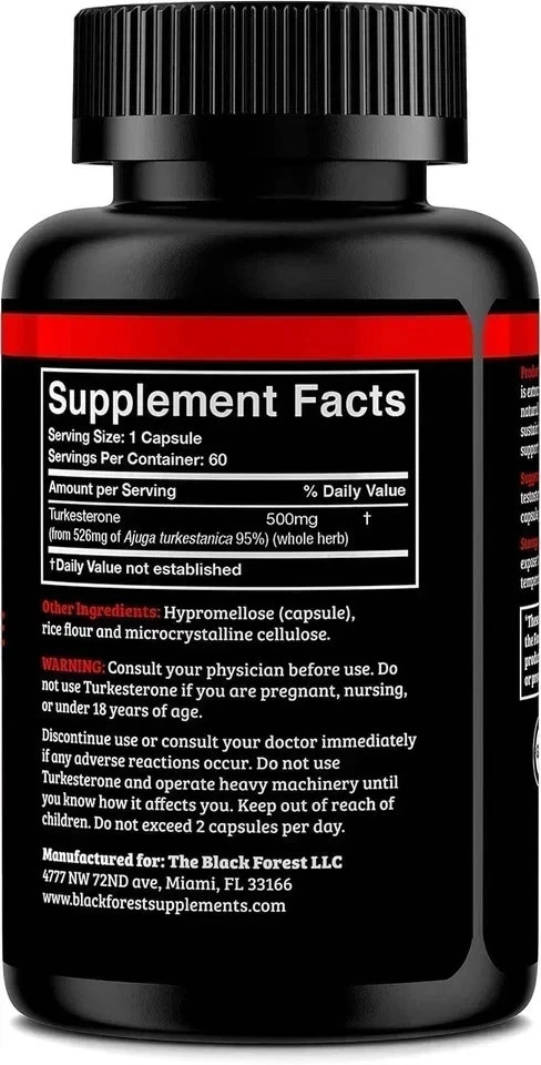 Black Forest Turkesterone Supplement 500mg for Strength & Muscle Growth .