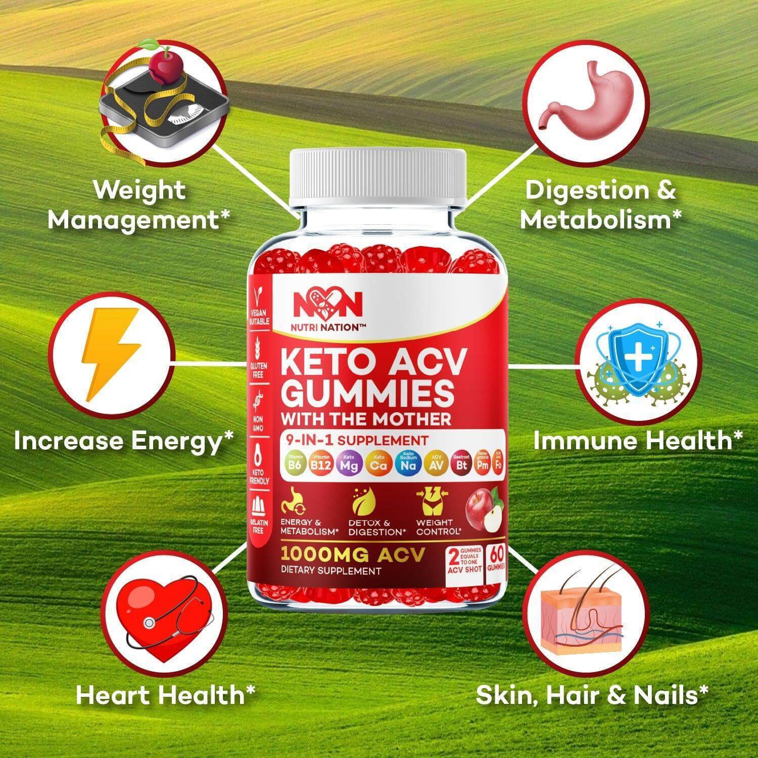 Nutri Nation Keto ACV Gummies 1000mg with BHB Salts as stated by Kelly Clarkson