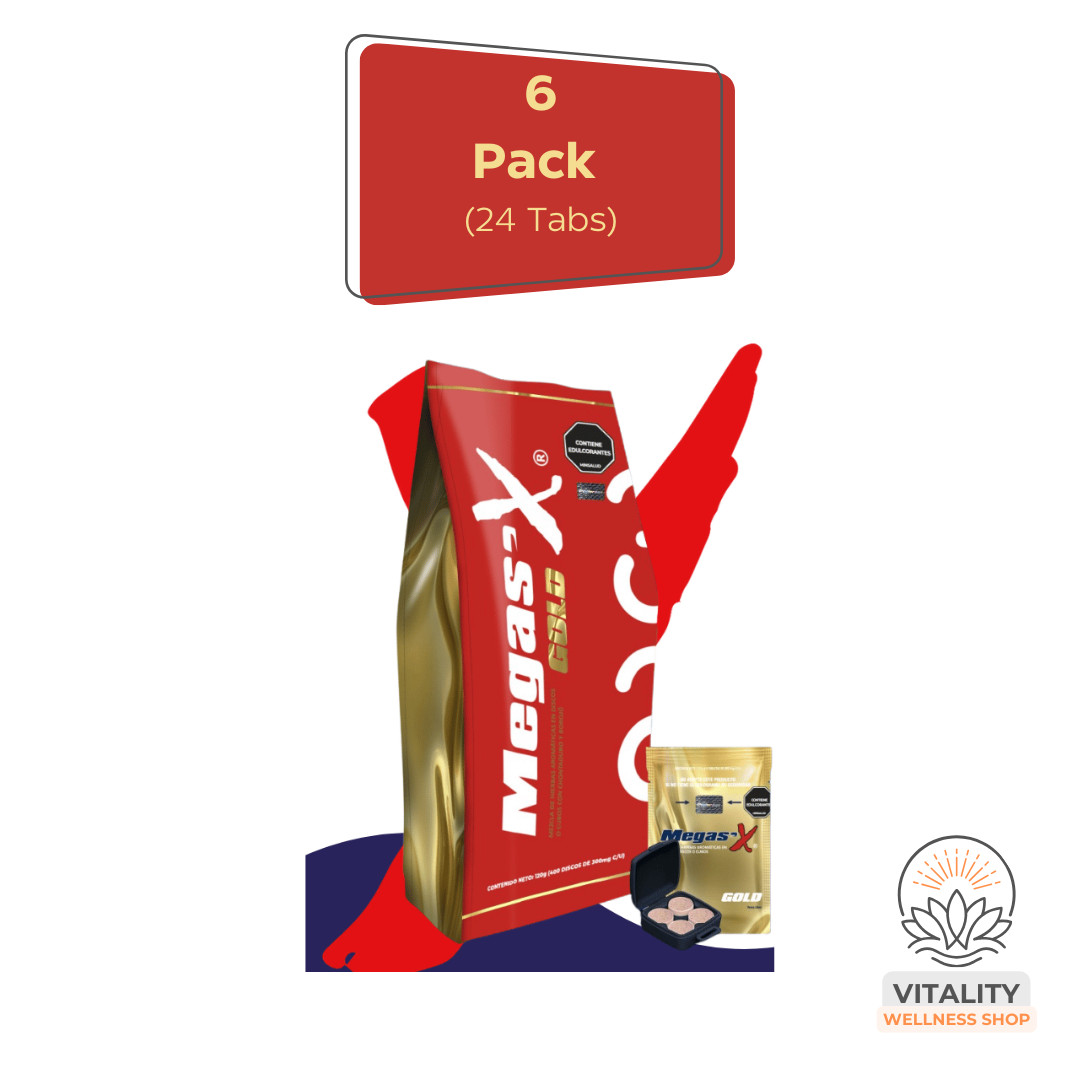 Megas’X Gold – Natural Vitality Support Supplement | 6 Sachets (24 Tabs)