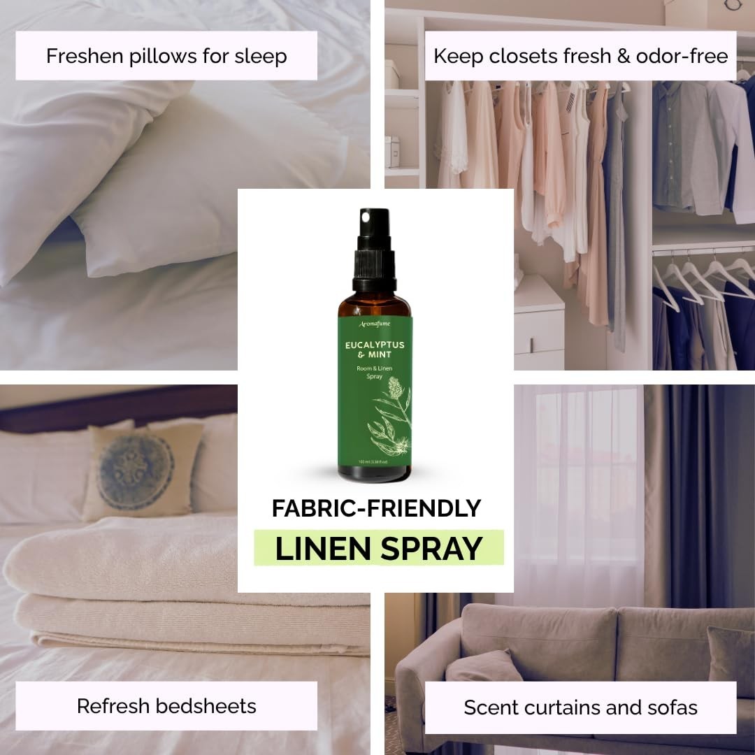Eucalyptus & Mint Aromatherapy Room Spray – 100ml Linen & Pillow Mist, Essential