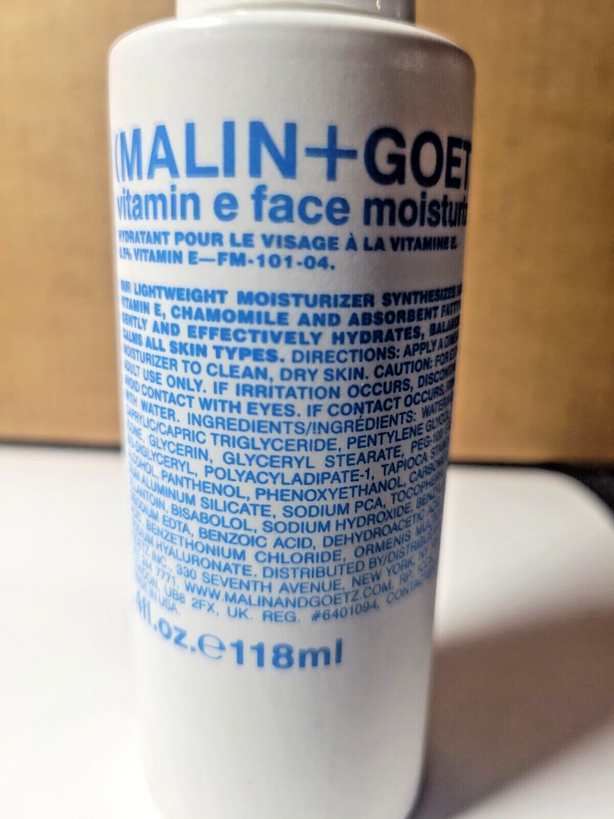 Malin + Goetz Vitamin E Face Moisturizer 4 Fl. Oz. 118ml SEALED AS PICTURED