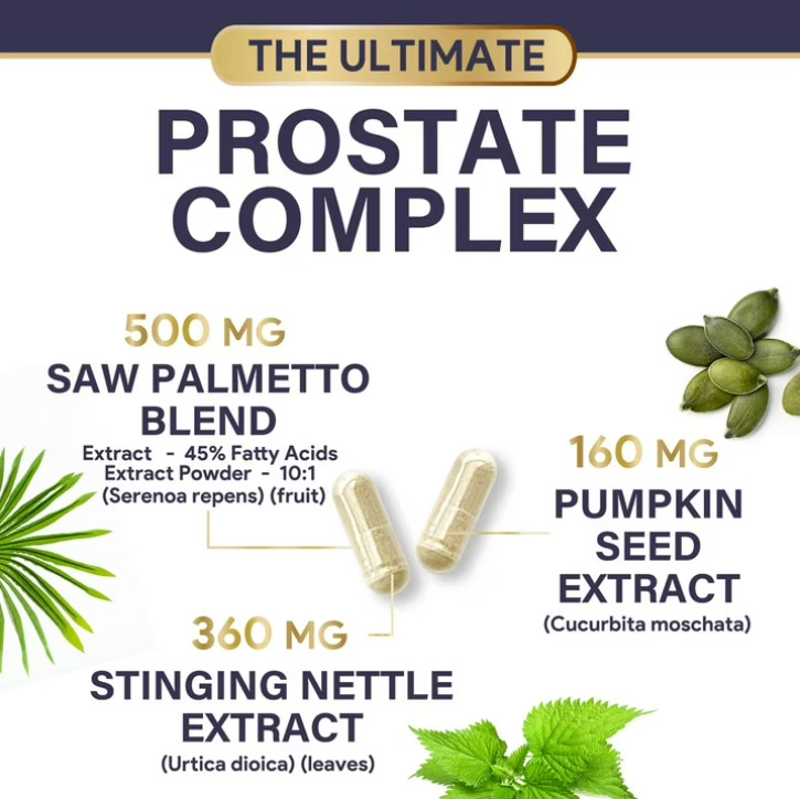 Prostate Health 1000mg 3X Formula w/ Saw Palmetto Capsules for Men